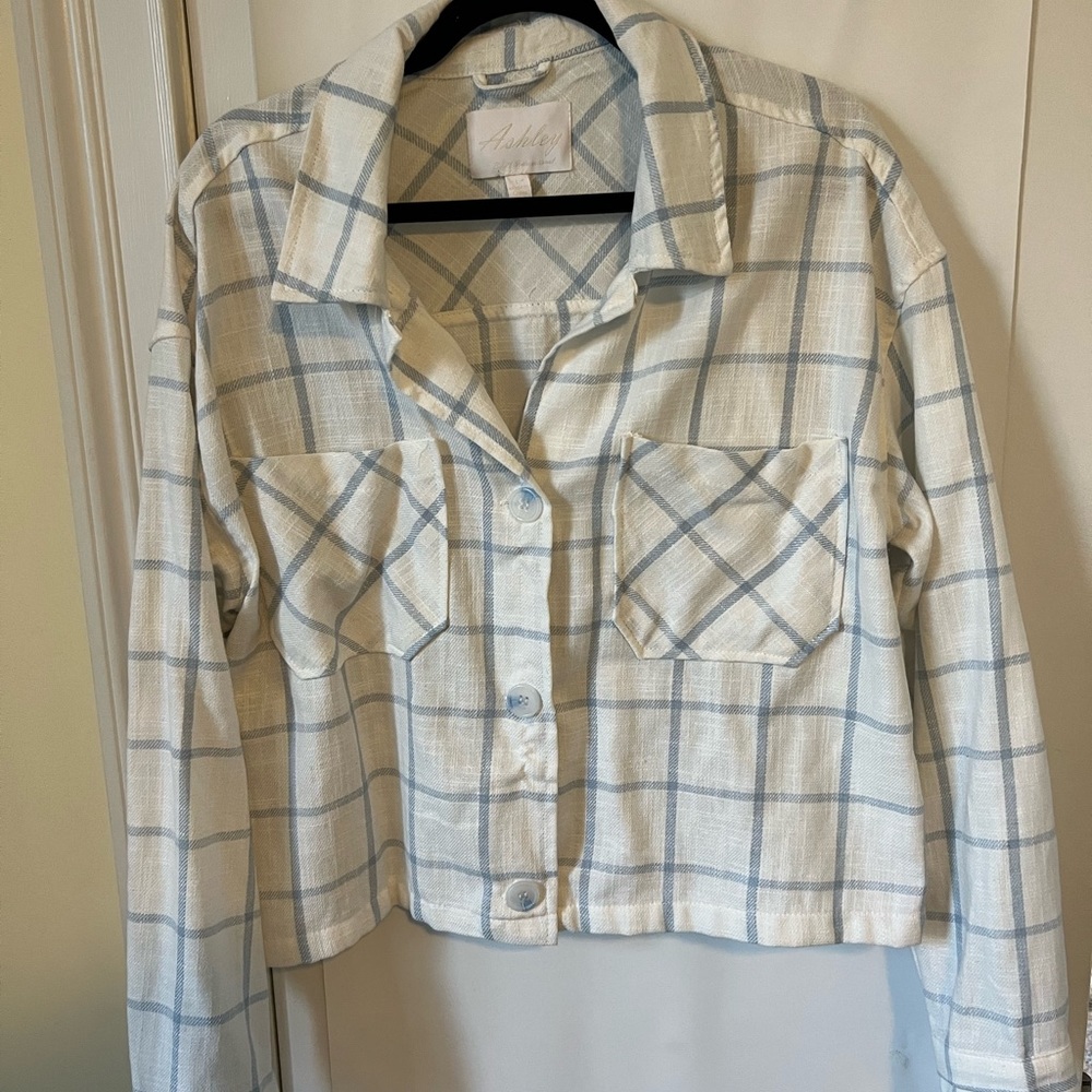 Blue & white light plaid jacket